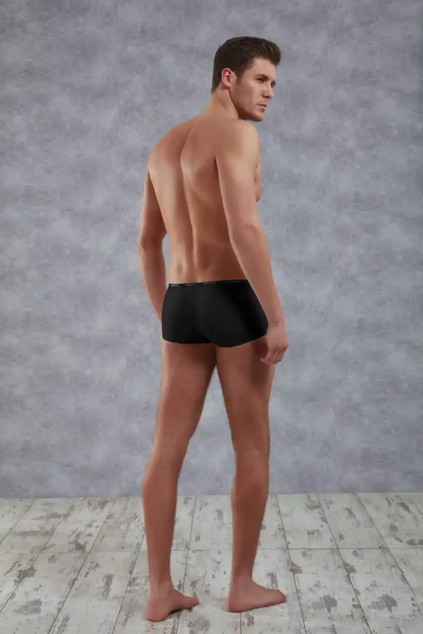  Erkek Siyah Polyamid Mini Paça Boxer