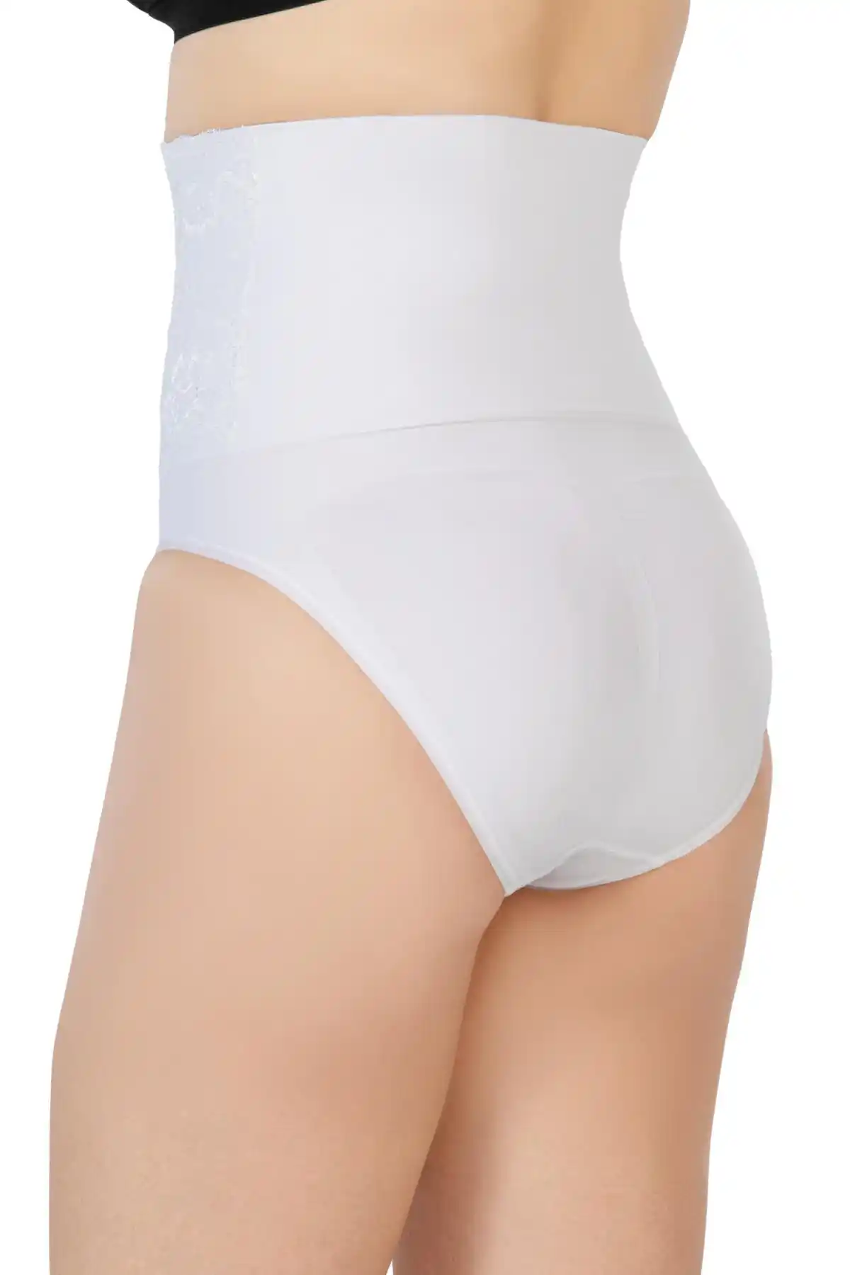 Beyaz Önü Dantelli Yüksek Bel Slip Korse