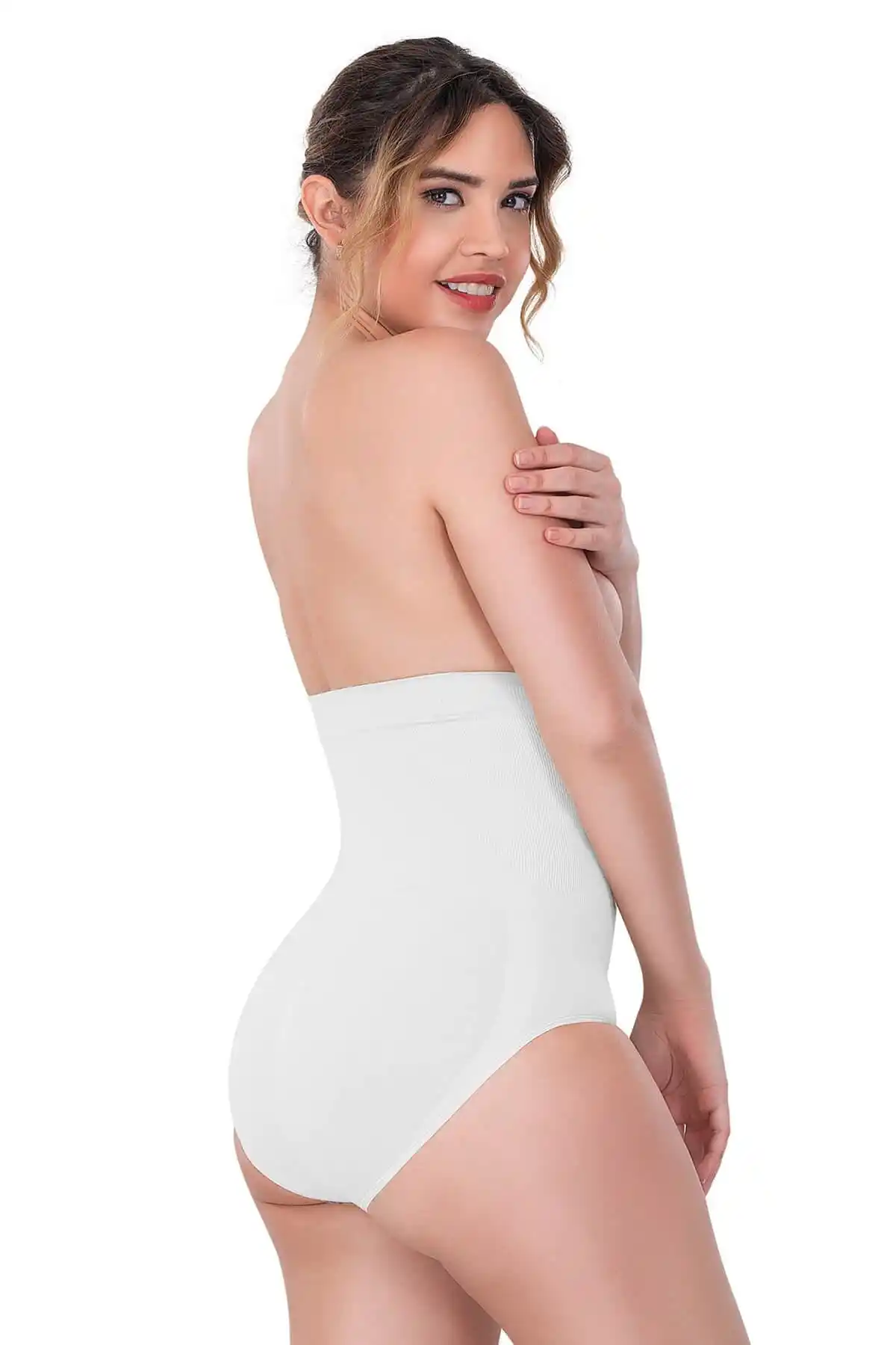 Beyaz Yüksek Bel Çıtçıtlı Slip Korse