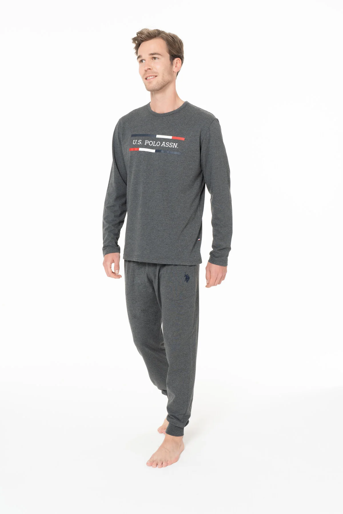 Erkek Antrasit Melanj Pijama Takım U.S. Polo Assn. 