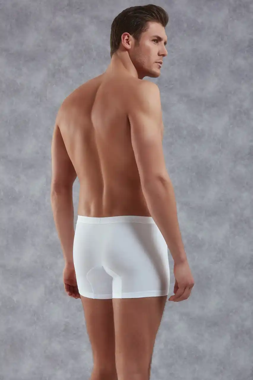 Erkek Beyaz Modal Torbalı İnce Bel Bantlı Normal Paça Boxer 