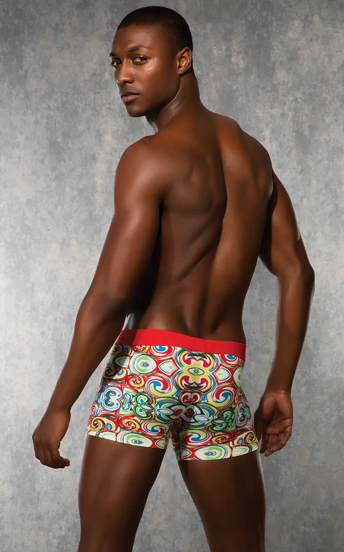 Erkek Kırmızı Bel Lastikli Çok Renkli Desenli Mikrofiber Boxer