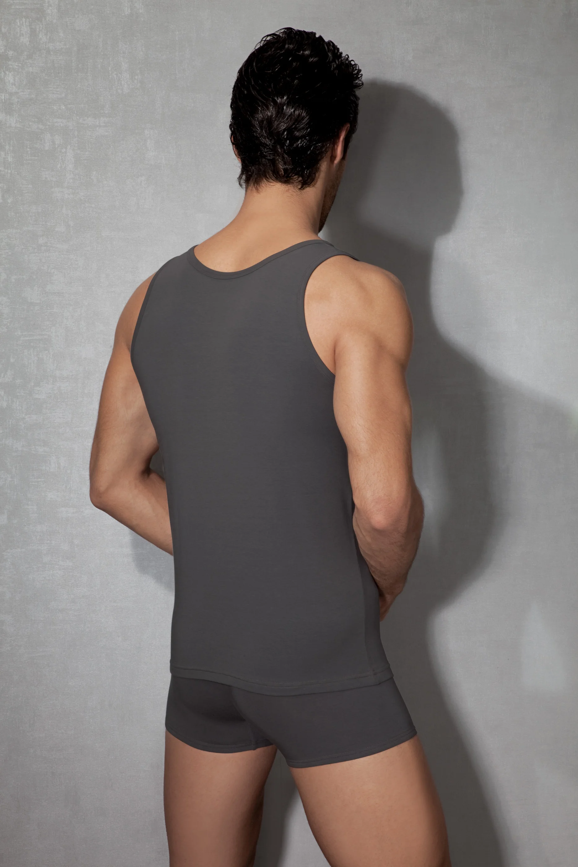 Erkek Modal Pamuklu Antrasit Slim Fit U Yaka Atlet  