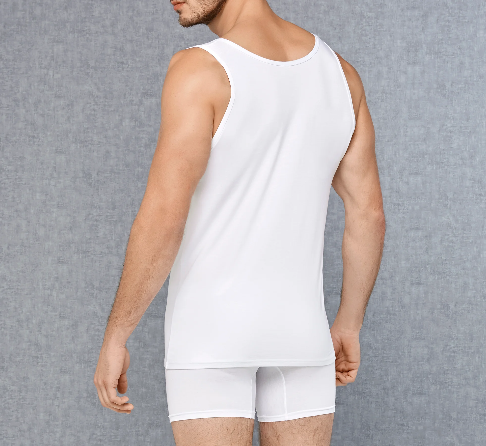 Erkek Modal Pamuklu Beyaz Slim Fit U Yaka Atlet