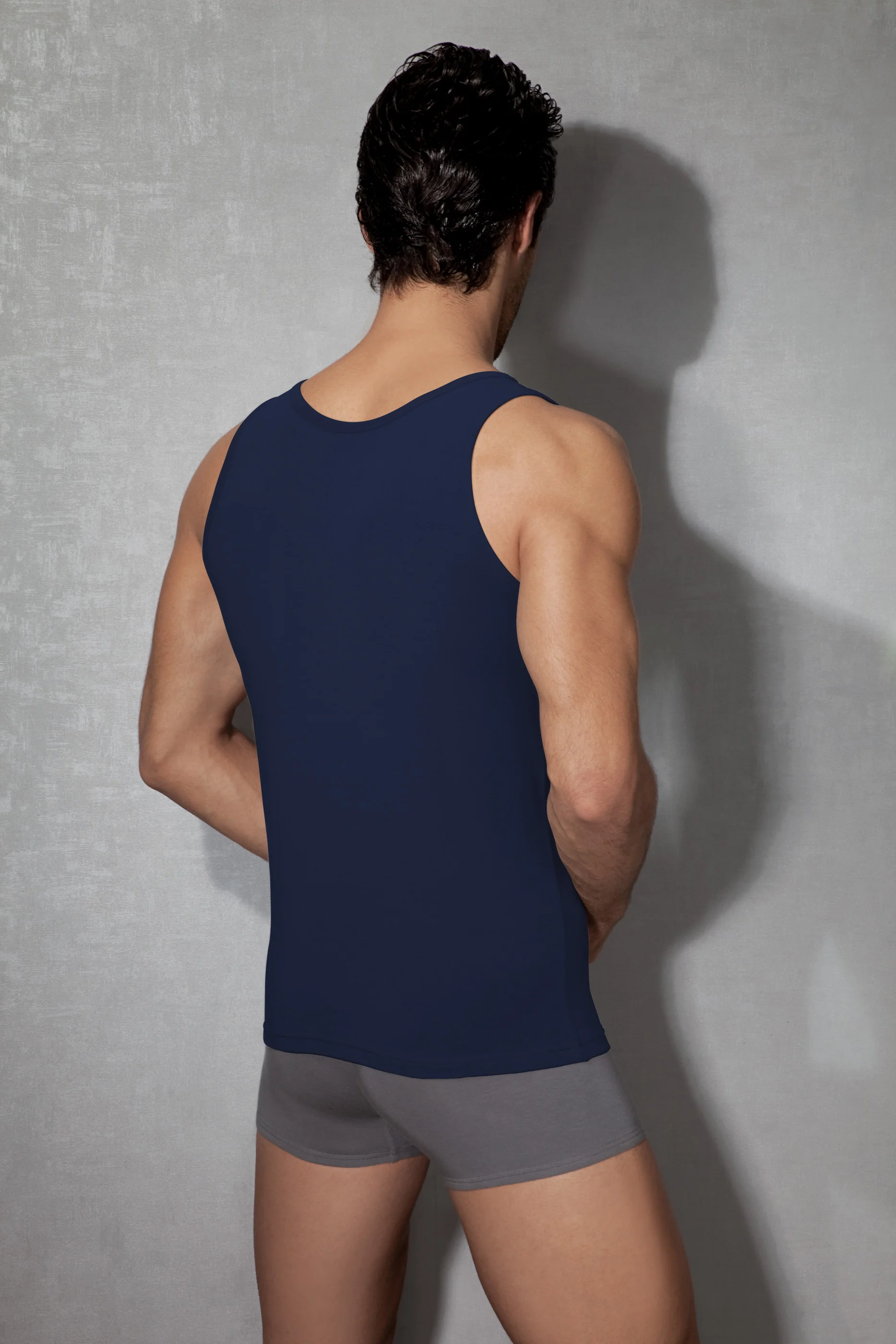 Erkek Modal Pamuklu Lacivert Slim Fit U Yaka Atlet 