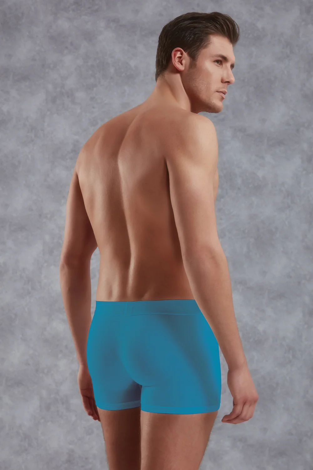 Erkek Modal Pamuklu Mavi Lastik Bel Likralı Kısa Boxer