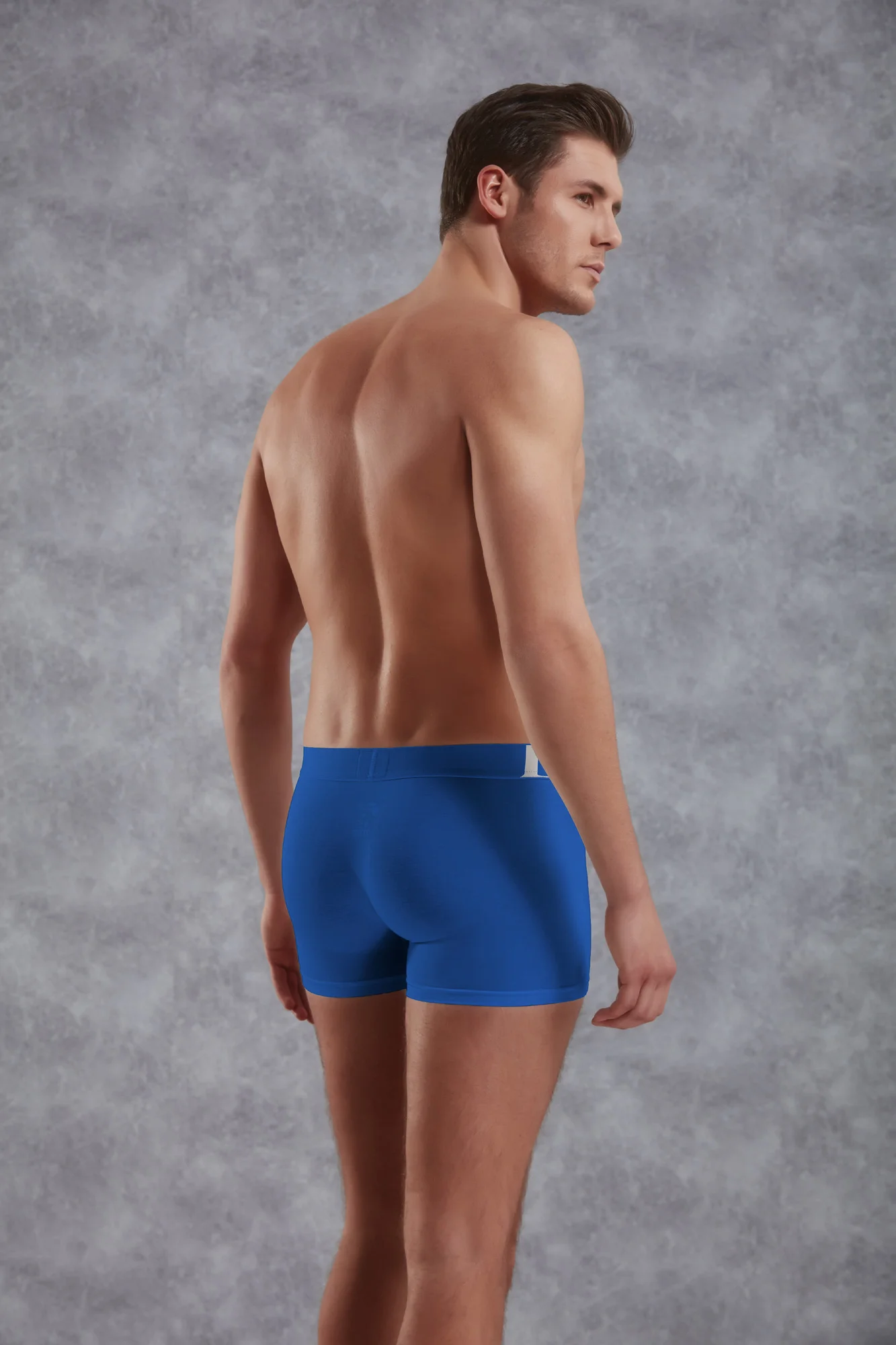 Erkek Modal Pamuklu Saks Mavisi Lastik Bel Likralı Kısa Boxer        