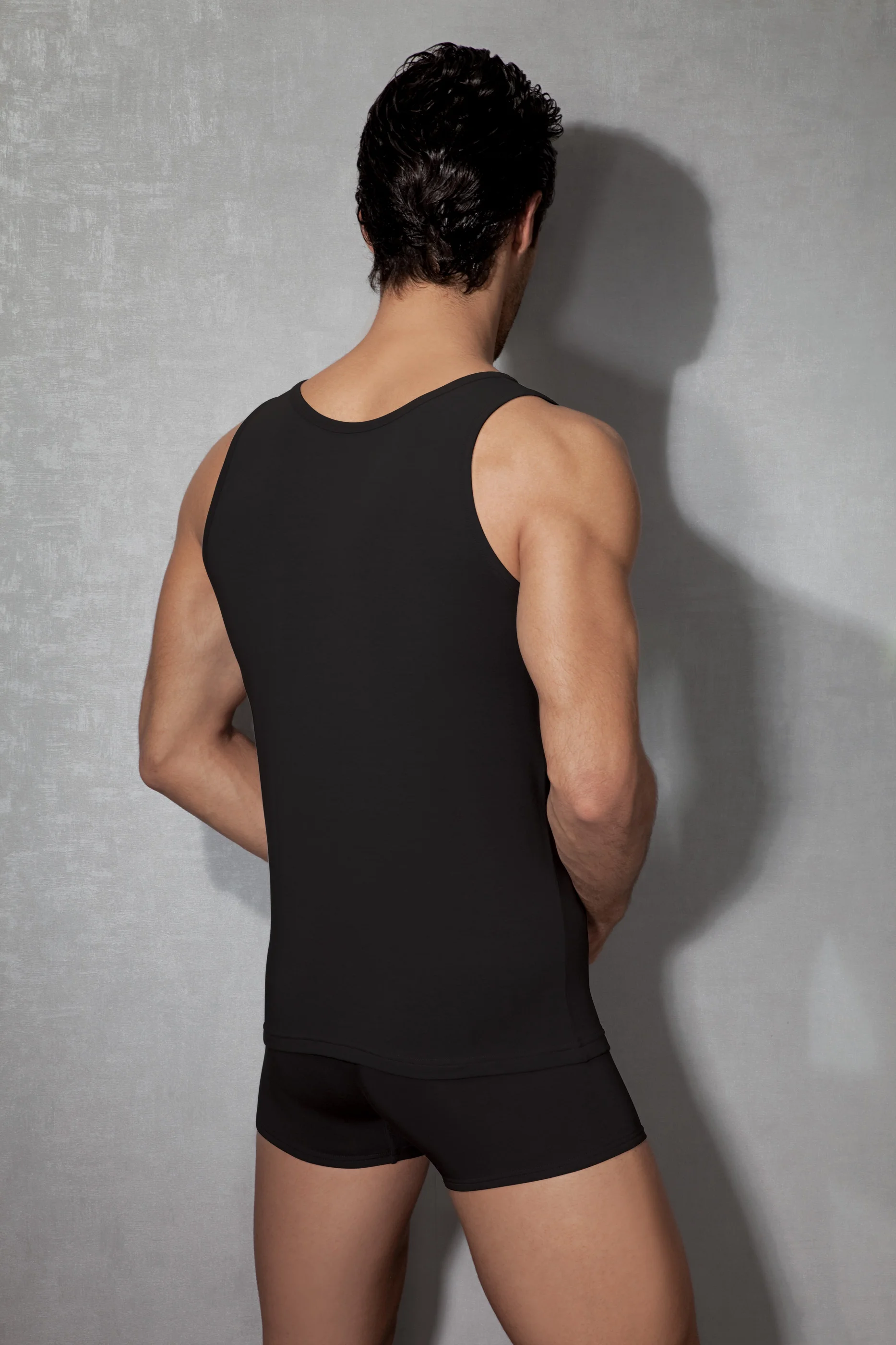 Erkek Modal Pamuklu Siyah Slim Fit U Yaka Atlet 