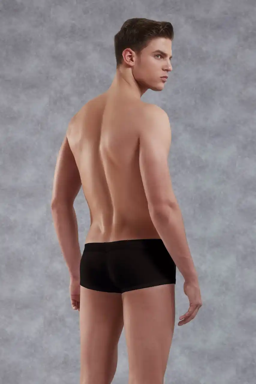 Erkek Pamuklu Siyah Torbalı Mini Paça Boxer 