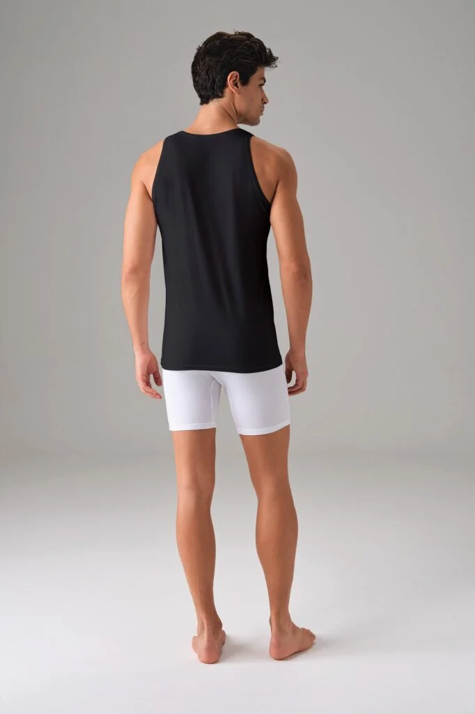 Erkek Siyah Pamuklu Slim Fit Atlet