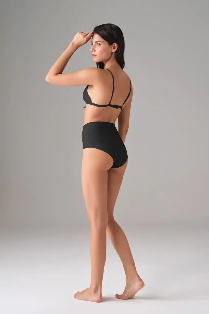 Kadın Pamuklu Siyah Dikişsiz Korse Slip Külot