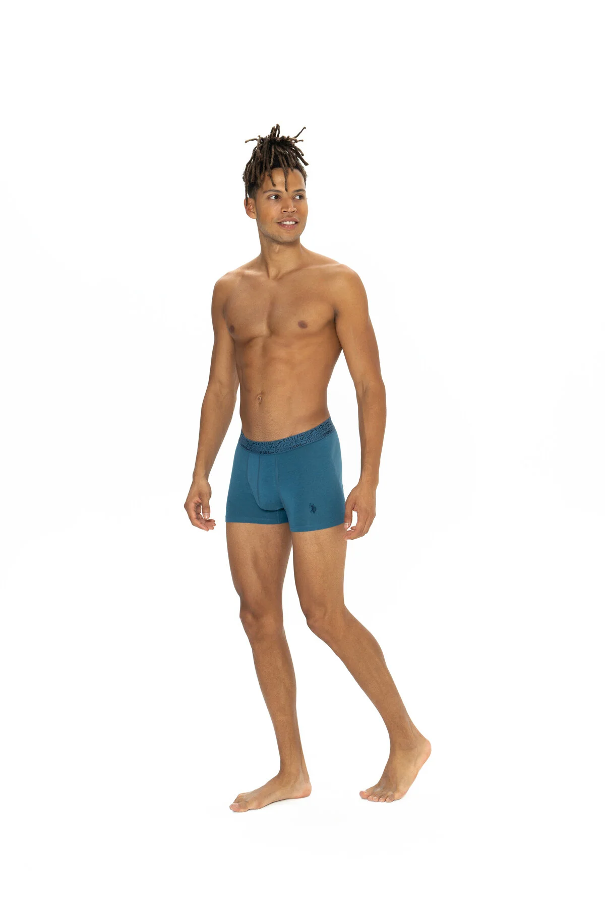 Lacivert İndigo Siyah Melanj Pamuk Karışımlı Erkek 3'lü Boxer Seti U.S. Polo Assn. 