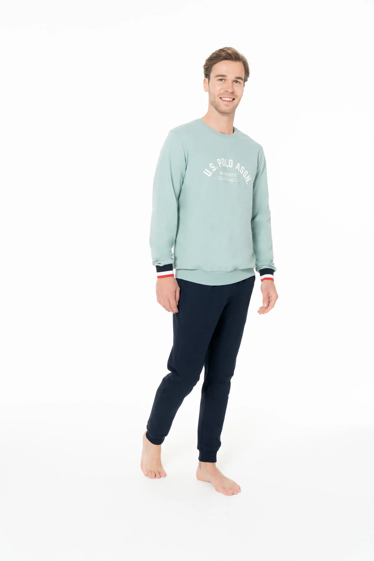 Mint Pamuklu Erkek Uzun Kollu Bisiklet Yaka Ev Giyim Takımı U.S. Polo Assn. 