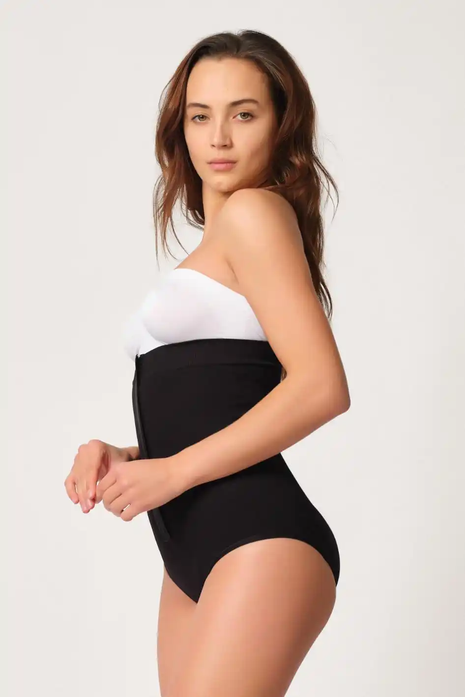 Siyah Önden Agraflı Slip Korse