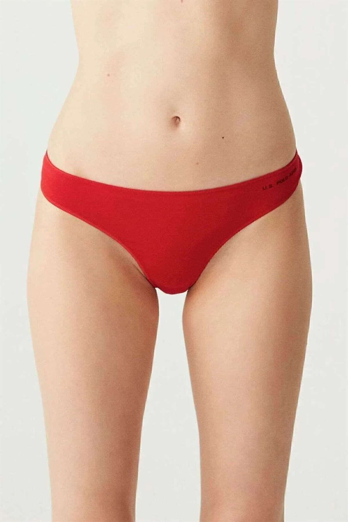 Siyah Ten Beyaz Kırmızı Pudra Pamuk Karışımlı Likralı Logo Baskılı Kadın 5'li String U.S. Polo Assn.