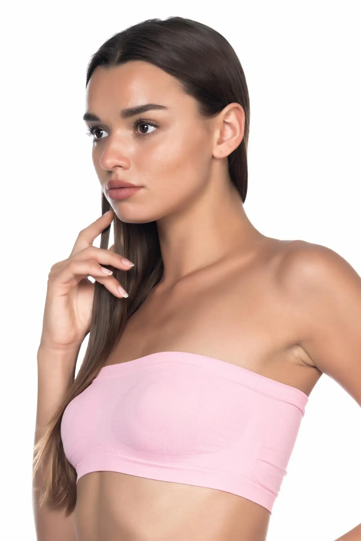 Soft İz Yapmayan Pembe Straplez Büstiyer