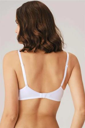 Beyaz Balenli Destekli Dolgulu Askıları Çıkarılabilir Kadın T-Shirt Sütyeni