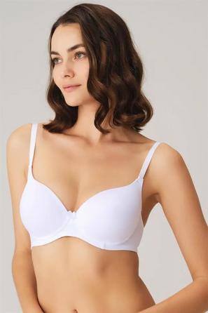 Beyaz Balenli Desteksiz Dolgusuz Askıları Çıkabilen Kadın T-Shirt Sütyeni 