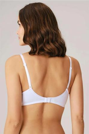 Beyaz Balenli Desteksiz Dolgusuz Askıları Çıkarılabilir Kadın T-Shirt Sütyeni