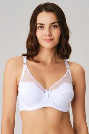 Beyaz Balenli Desteksiz Dolgusuz Toparlayıcı Günlük Küçültücü Tül Detaylı Kadın Sütyen