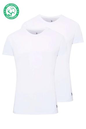 Beyaz Pamuklu Erkek Bisiklet Yaka Kısa Kollu 2'li Fanila U.S. Polo Assn.