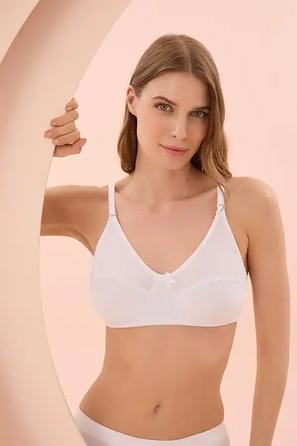 Beyaz Penye Ayarlanabilir Askılı Minimizer Toparlayıcı Kadın Sütyen