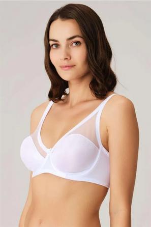 Beyaz Tül Detaylı Balenli Desteksiz Dolgusuz Küçültücü Toparlayıcı Kadın Sütyen