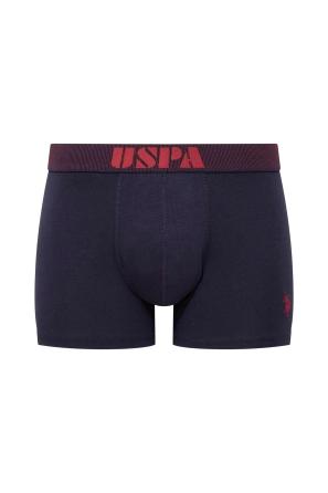 Bordo Lacivert Antrasit Pamuklu Elastan Logo Lastik Detaylı Erkek 3’lü Boxer U.S. Polo Assn.