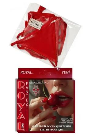 Bordo Yenilebilir Kiraz Aromalı Bağlamalı Kadın Fantezi İç Çamaşırı Takımı