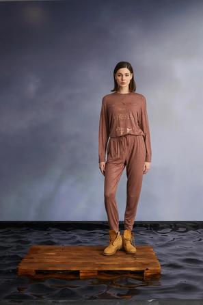 Çiçek Baskılı Dream It Wish It Tarçın Pijama Takımı