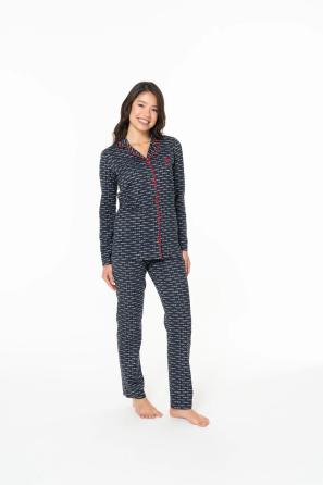 Kadın Lacivert Düğmeli Pijama Takım U.S. Polo Assn.