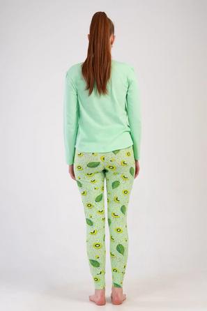 Kadın Likra Süprem Yeşil Desenli Uzun Kollu Tayt Pijama Takım