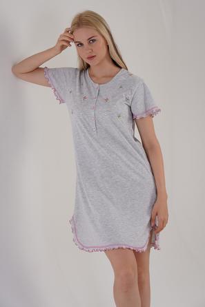 Kadın Patlı Kısa Kol Eteği Oval Bibilalı Tunik