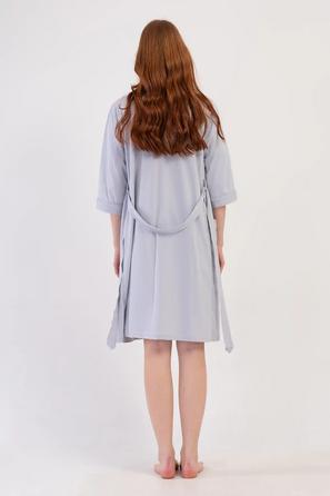 Kadın Süprem Gri Çift Patlı Kısa Kol Hamile Tunik ve Sabahlık Takım