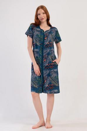 Kadın Süprem Petrol Yeşili Kısa Kol Fermuarlı Cepli Tunik