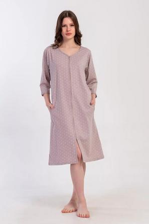 Kadın Vizon Süprem Yarım Kol Cepli Fermuarlı Gecelik Tunik