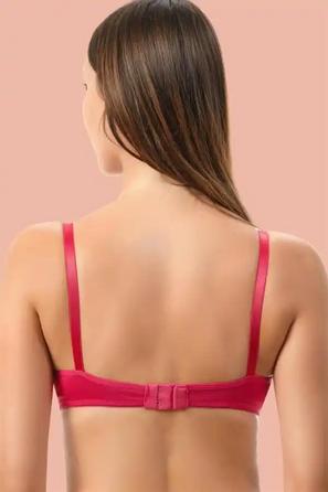 Kırmızı Mikrofiber İnce Askılı Dolgusuz Fiyonk Detaylı Kadın Sütyen