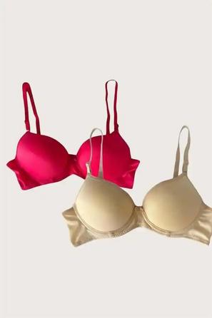 Kırmızı Ten Ayarlanabilir Askılı Balenli Desteksiz Kadın Sütyen 2 li Set
