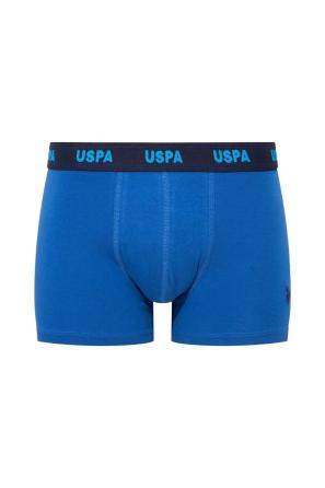Lacivert Saks Pamuklu Elastan Logo Lastik Detaylı Erkek 3’lü Boxer U.S. Polo Assn.