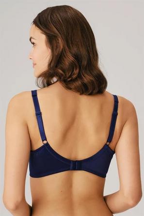 Lacivert Tül Detaylı Balenli Desteksiz Dolgusuz Küçültücü Toparlayıcı Kadın Sütyen