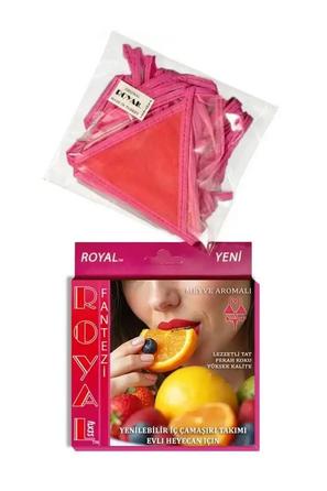 Pembe Yenilebilir Tropikal Aromalı Bağlamalı Kadın Fantezi İç Çamaşırı Takımı 