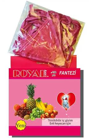 Pembe Yenilebilir Tropikal Aromalı Bağlamalı Kadın Fantezi İç Çamaşırı Takımı 