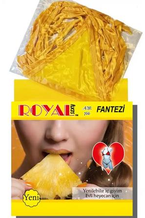 Sarı Yenilebilir Ananas Aromalı Kadın Fantezi İç Çamaşırı Takımı