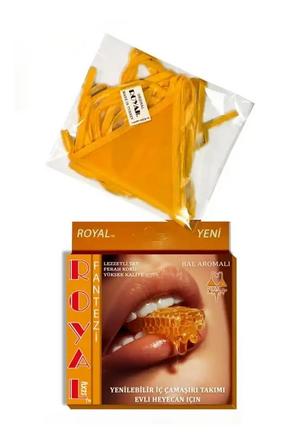 Sarı Yenilebilir Bal Aromalı Bağlamalı Kadın Fantezi İç Çamaşırı Takımı