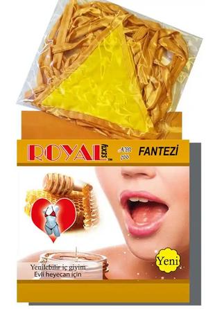 Sarı Yenilebilir Bal Aromalı Bağlamalı Kadın Fantezi İç Çamaşırı Takımı