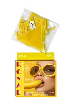 Sarı Yenilebilir Muz Aromalı Kadın Fantezi İç Çamaşırı Takımı 