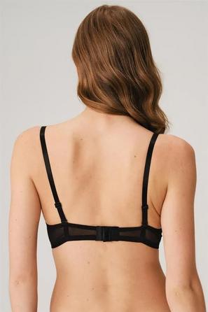 Siyah Balenli Destekli Dolgulu Askıları Çıkarılabilir Yaka Detaylı Kadın Tişört Sütyeni