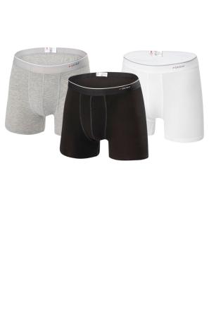 Siyah Beyaz Gri Pamuk Elastan Erkek 3'lü Boxer