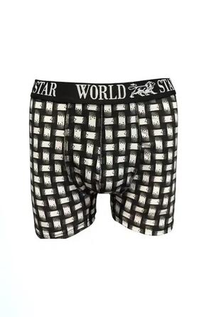 Siyah Beyaz Likralı Pamuklu Ekose Desenli Erkek Boxer