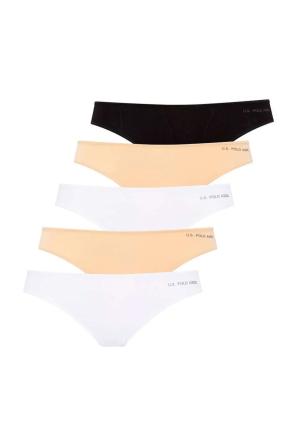 Siyah Beyaz Ten Kadın Düz Brazilian Slip 5’li U.S. Polo Assn. 